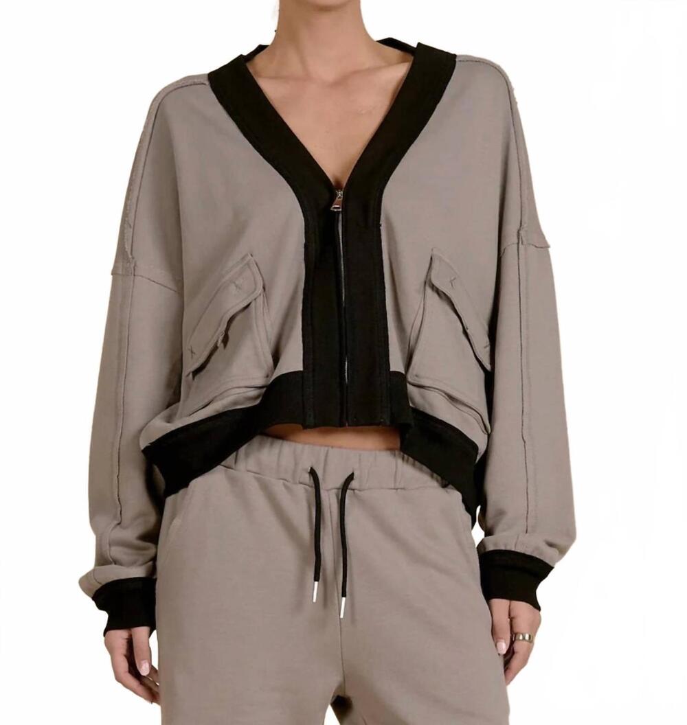 NEW ELAN fawn jacket in taupe black